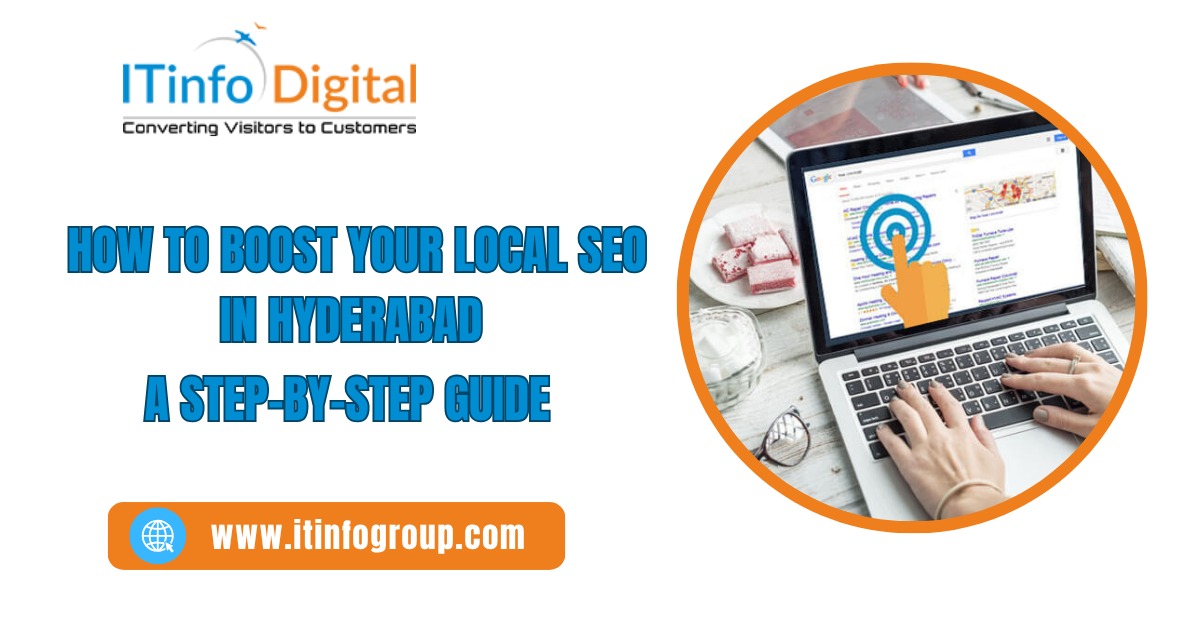 Local SEO strategy for Hyderabad businesses with map and digital icons
